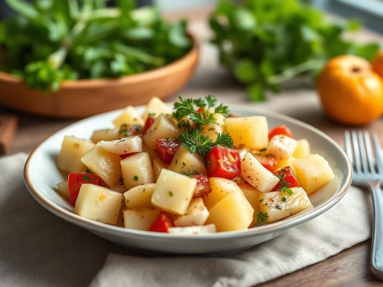 German Kartoffelsalat with vinegar dressing