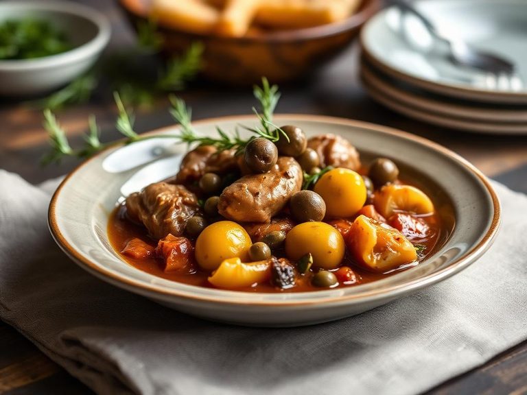 Gizzards Stew with Olives and Capers