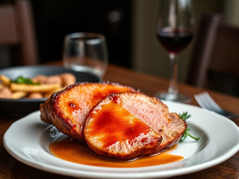 Glazed ham steak dinner
