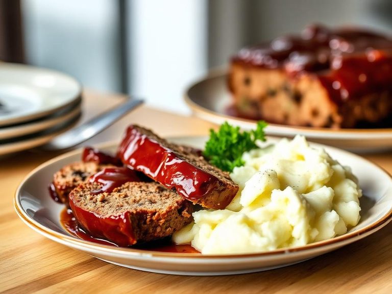 Glazed Meatloaf with Mashed Potatoes