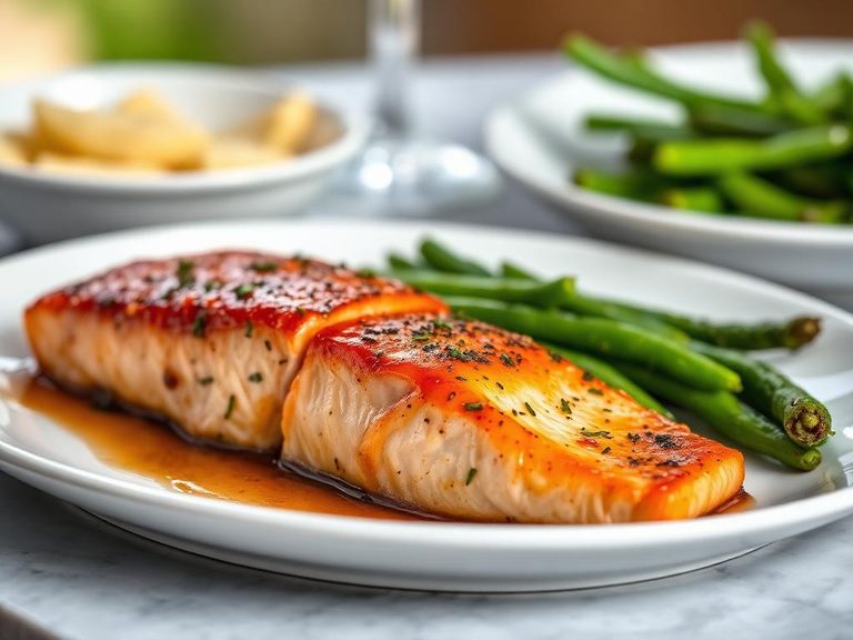 Glazed salmon or chicken