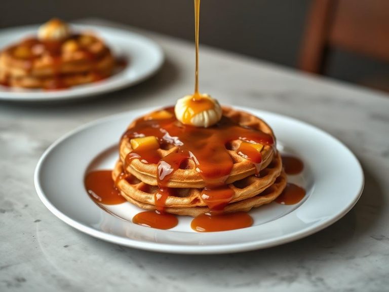 Glug-drizzled pancakes or waffles