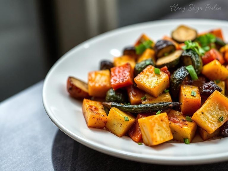 Glug-glazed roasted vegetables