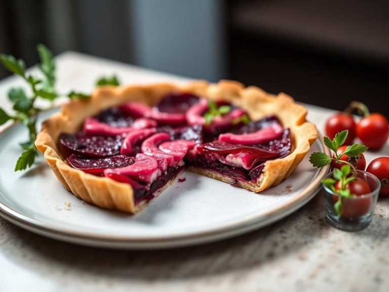 Goat cheese and beetroot tart