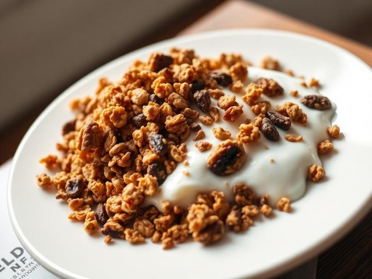 Granola with milk or yogurt