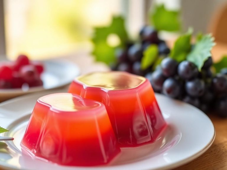 Grape-flavored jelly or gelatin dessert