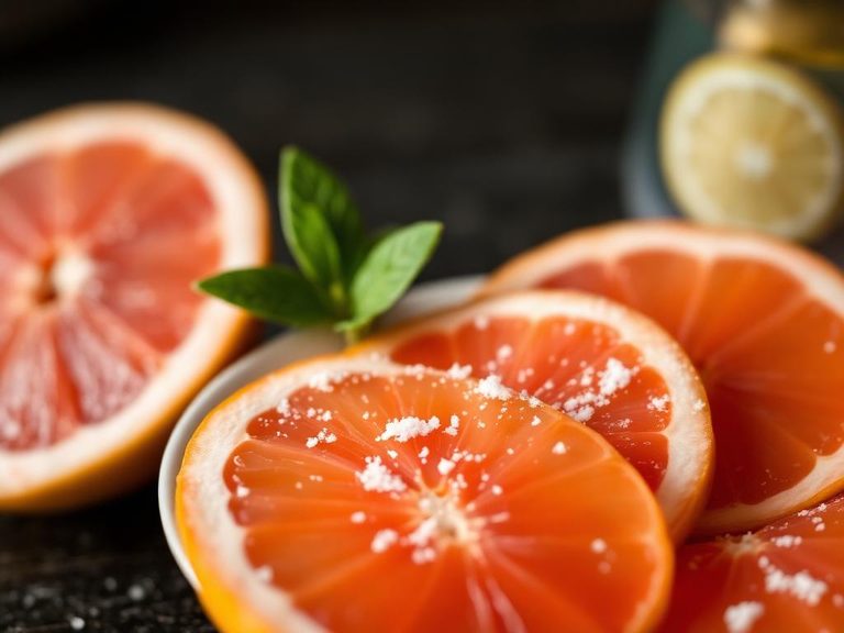 Grapefruit segments with a sprinkle of sugar
