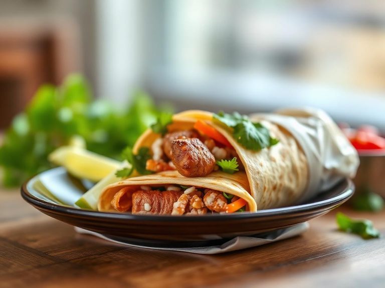 Greek gyro or souvlaki wrap