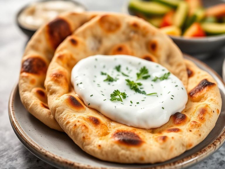 Greek pita with tzatziki