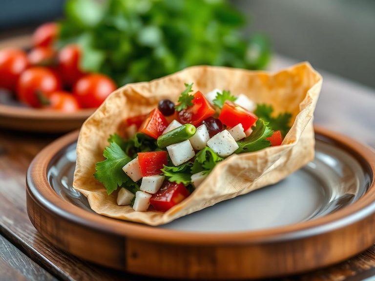 Greek salad in a pocket