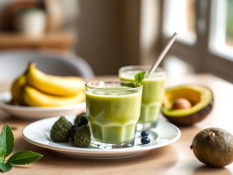 Green fruit and yogurt smoothie
