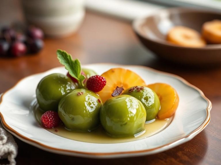 Green Tea Poached Fruit