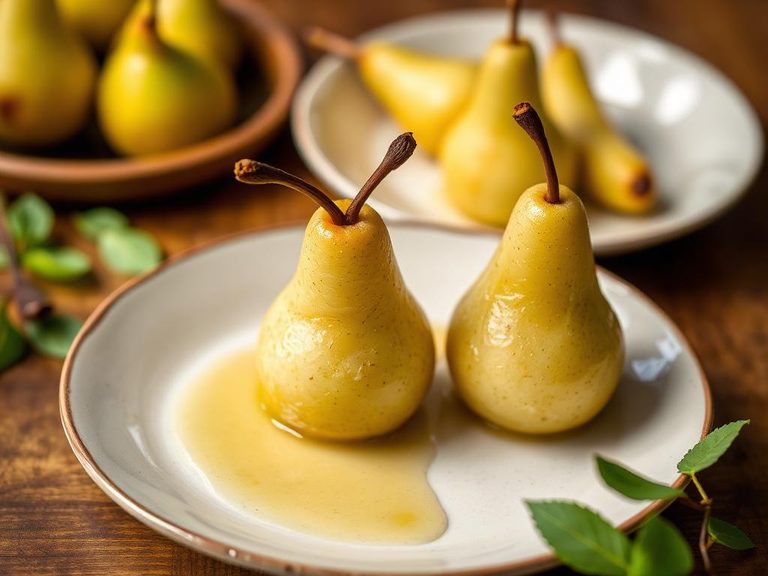 Green Tea Poached Pears