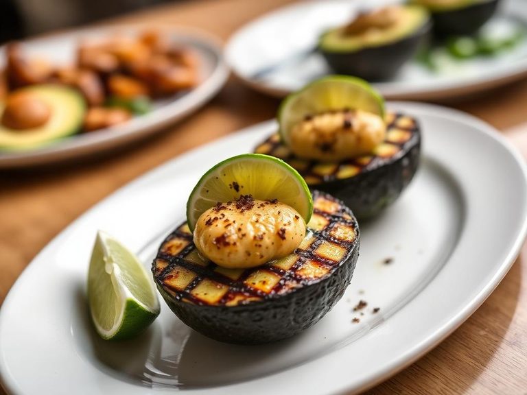 Grilled avocado with lime