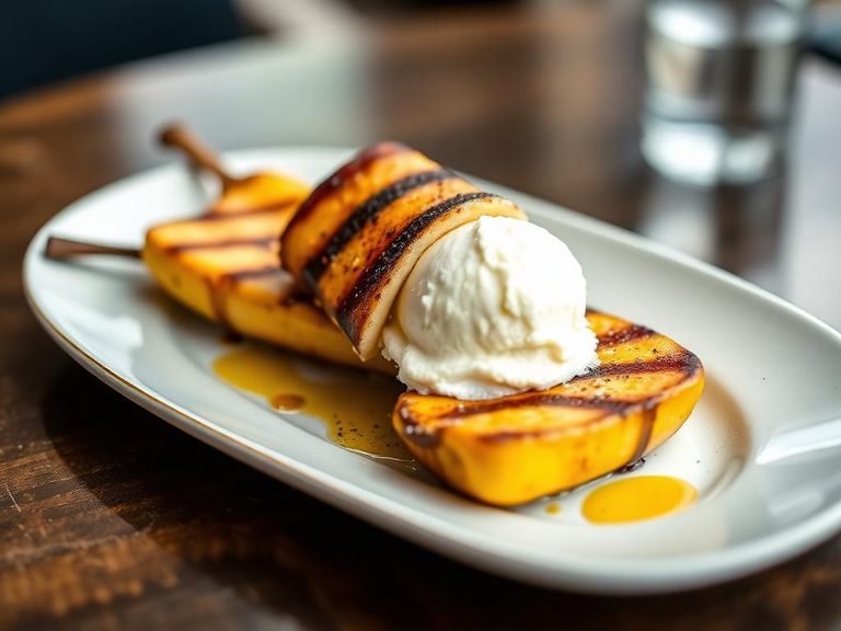Grilled Banana with Ice Cream