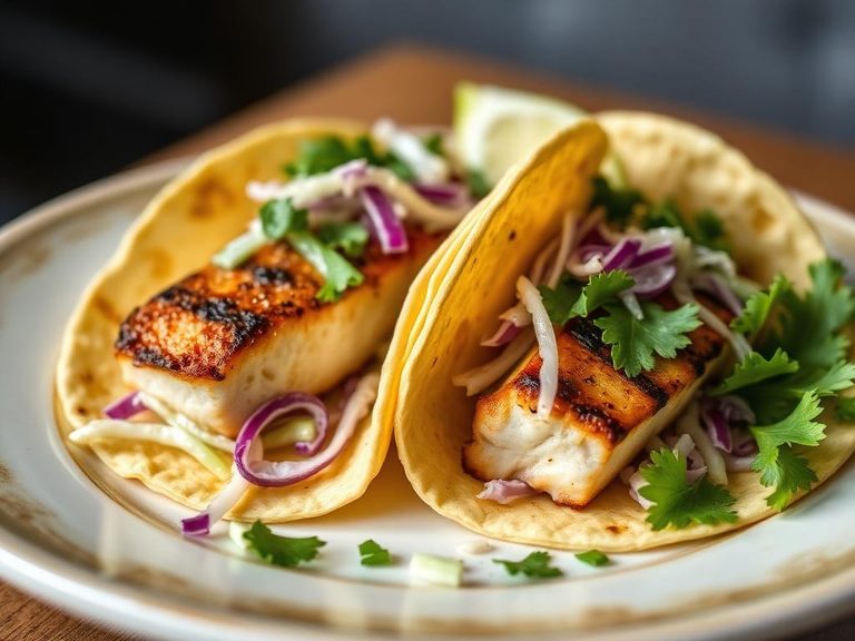 Grilled Bass Tacos with Slaw