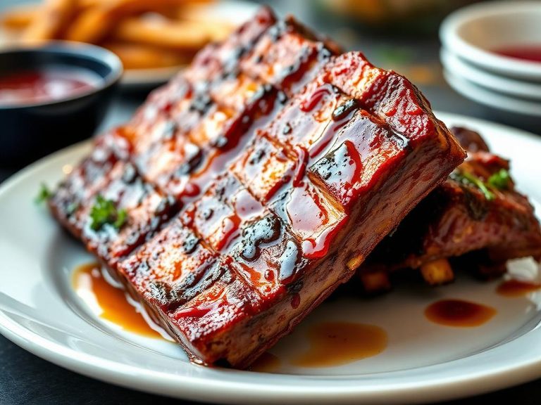 Grilled beef riblets with glaze