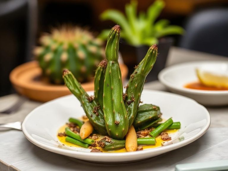 Grilled cactus as a side dish