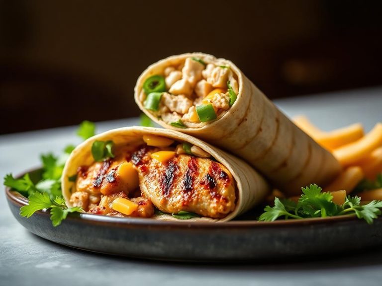 Grilled chicken and cheddar wrap