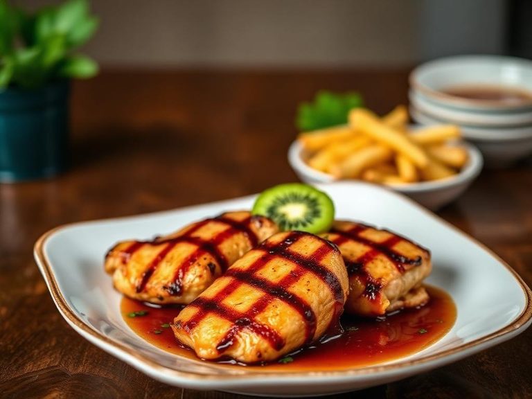 Grilled chicken with kiwi glaze