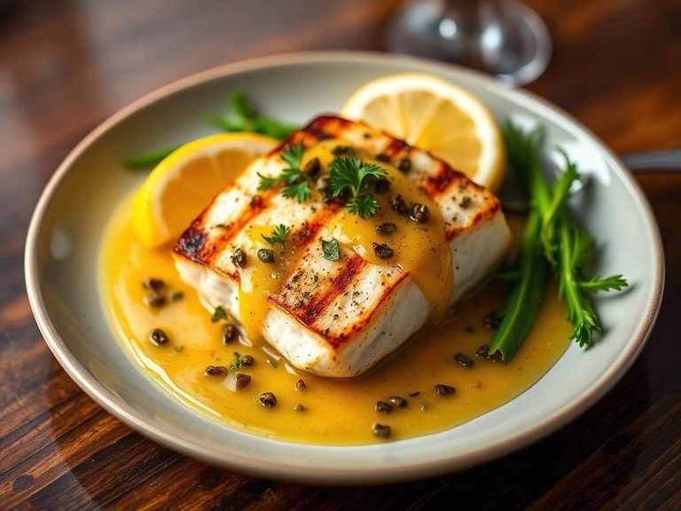 Grilled Cod with Lemon-Caper Sauce