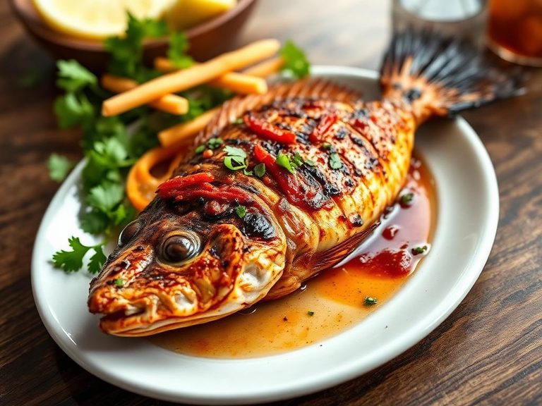 Grilled croaker with a spicy marinade