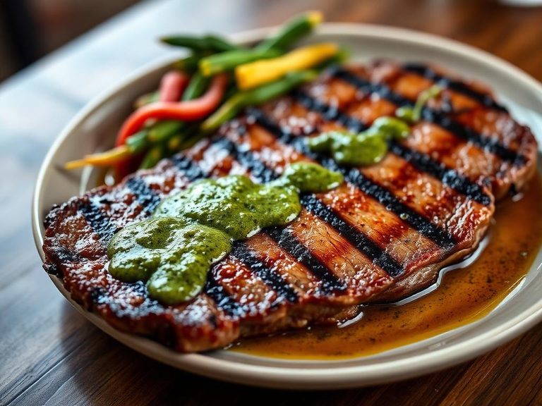 Grilled Denver steak with chimichurri