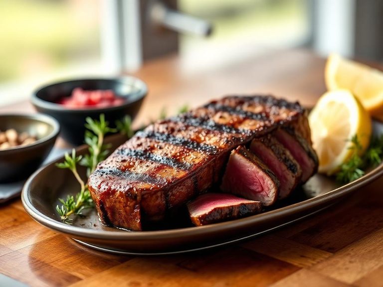 Grilled Emu Steak with native pepperberry