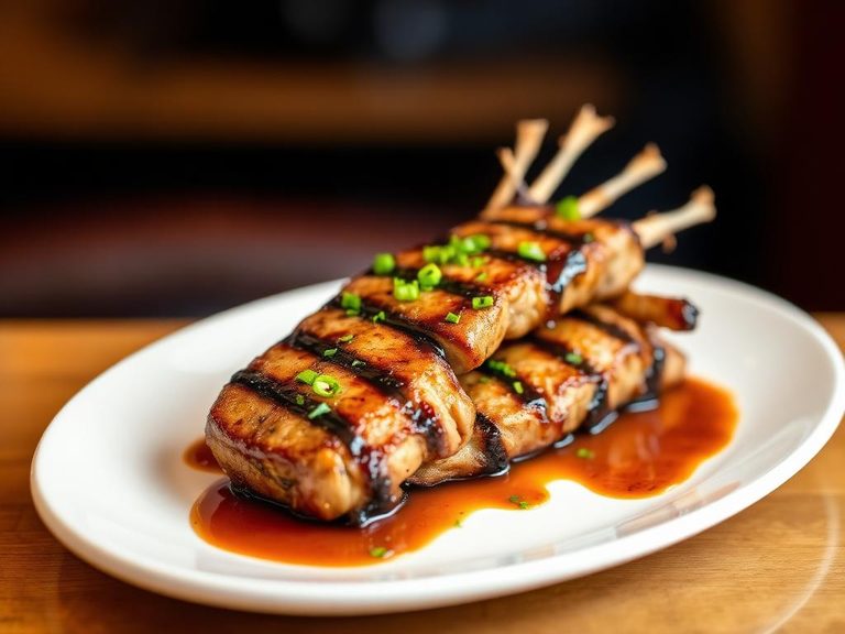 Grilled emu with oyster sauce glaze