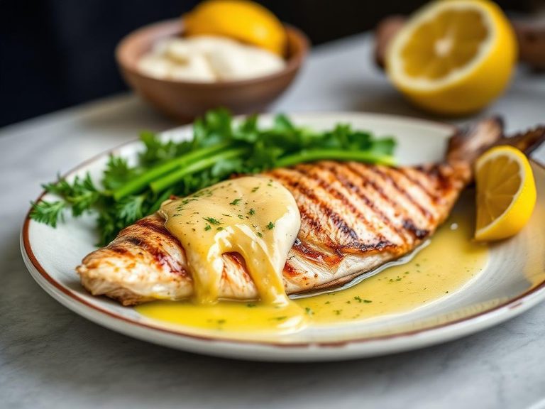 Grilled Fish with Lemon Butter Sauce