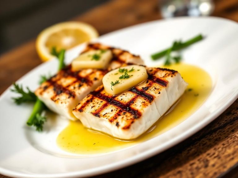 Grilled Halibut Steaks with Lemon Butter
