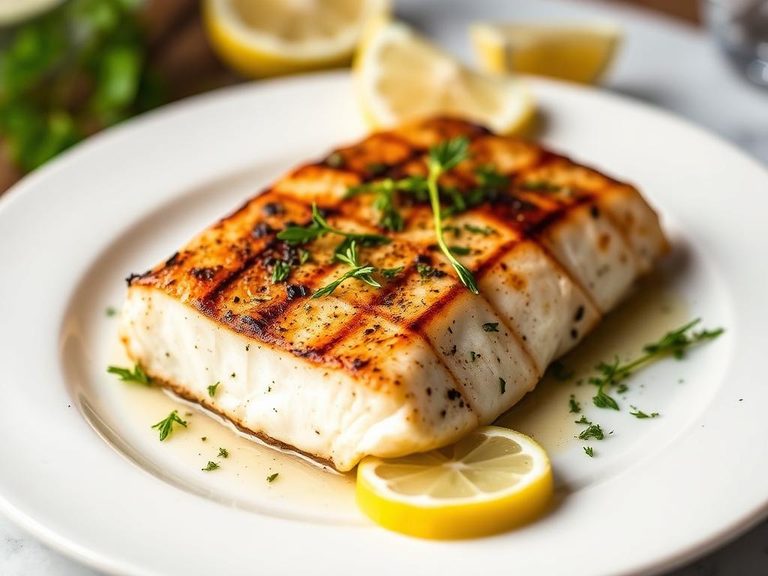 Grilled Halibut with Lemon and Herbs