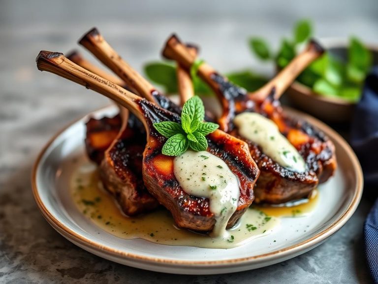 Grilled Lamb Chops with Mint Sauce