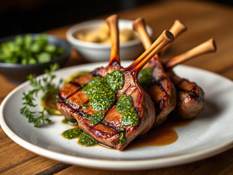 Grilled lamb heart with chimichurri