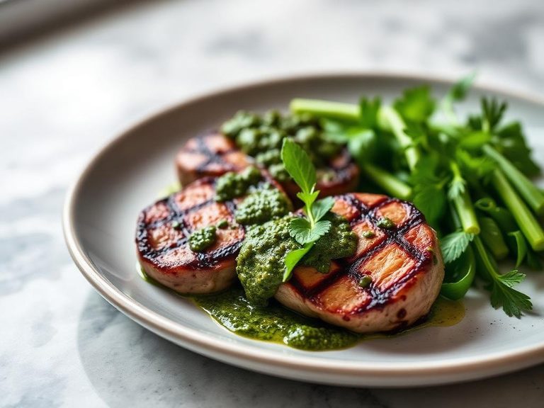 Grilled Lamb Medallions with Mint Pesto