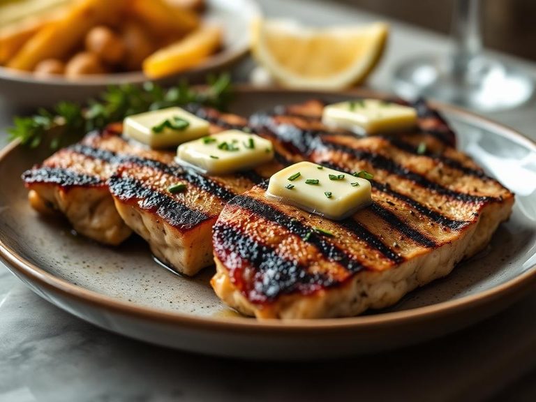 Grilled Ling Steaks with Herb Butter