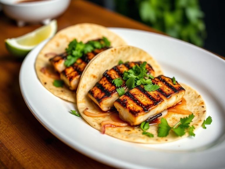 Grilled lingcod tacos