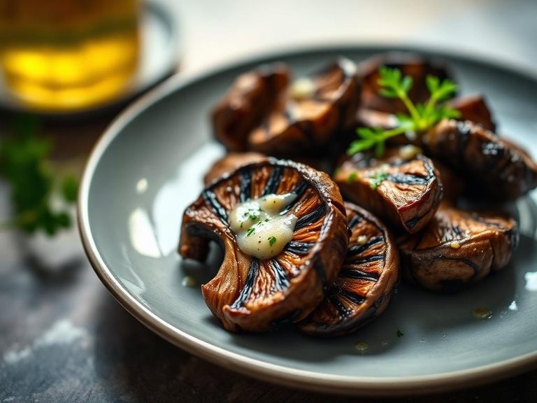 Grilled maitake with garlic butter