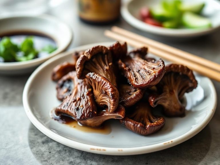 Grilled maitake with soy sauce and mirin