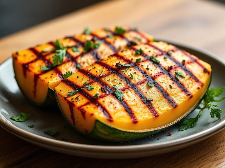 Grilled melon with savory herbs