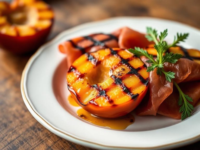 Grilled nectarine with prosciutto