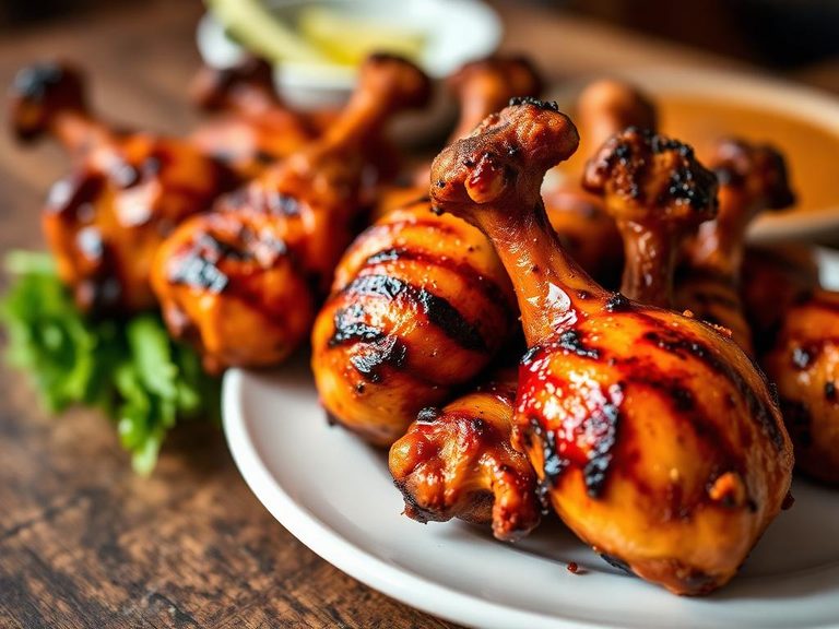 Grilled or barbecued chicken tails