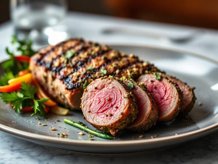 Grilled Ostrich Loin with Herb Crust