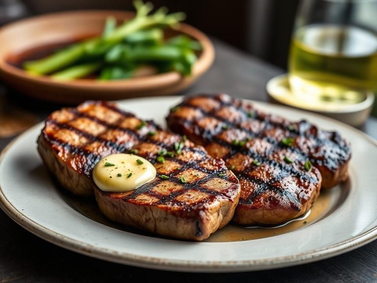 Grilled Ostrich Steaks with Herb Butter