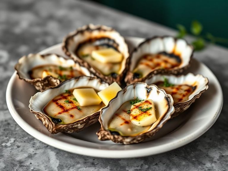 Grilled oysters with garlic butter