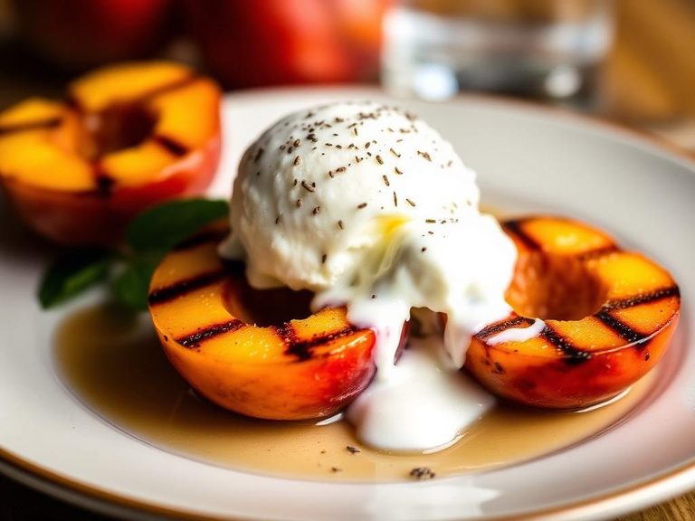 Grilled Peaches with Ice Cream