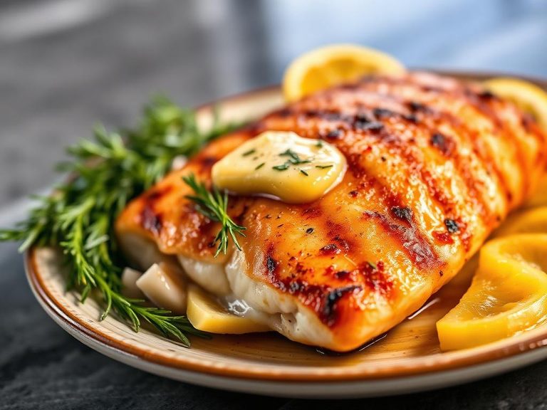 Grilled Pompano with Garlic Butter