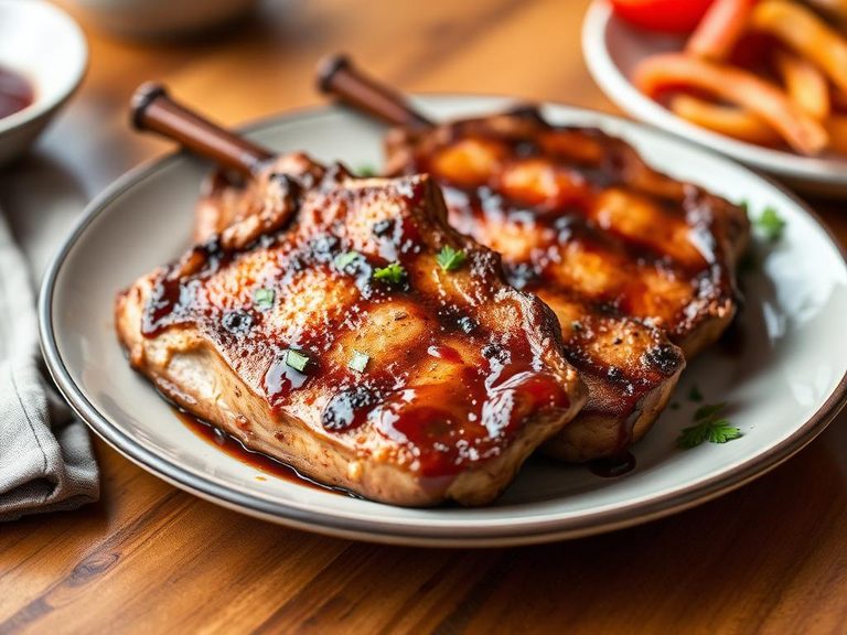 Grilled pork chops with barbecue glaze