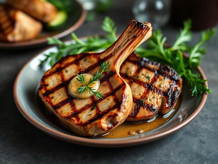 Grilled Pork Chops with Herb Butter