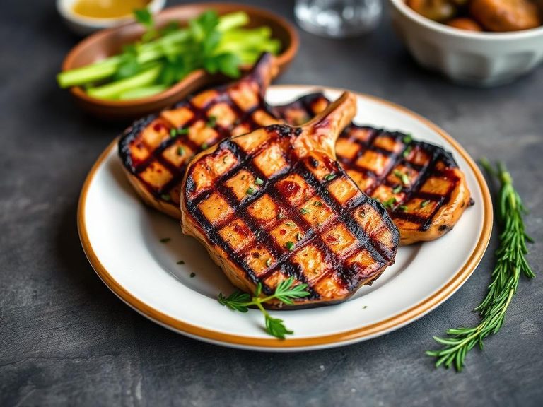 Grilled pork chops with herbs